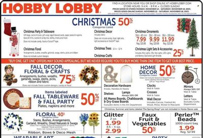 Hobby Lobby Weekly Ad Flyer Specials November 13 to November 19, 2023