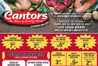 Cantor's Meats Flyer November 16 to 22