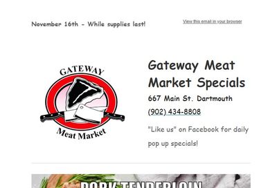 Gateway Meat Market Flyer November 16 to 22