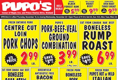 Pupo's Food Market Flyer November 16 to 22