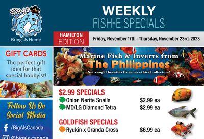 Big Al's (Hamilton) Weekly Specials November 17 to 23