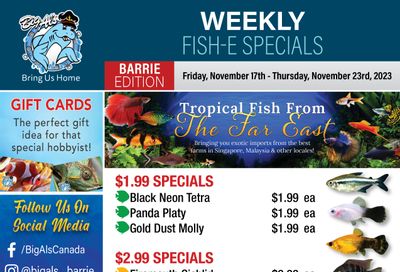 Big Al's (Barrie) Weekly Specials November 17 to 23