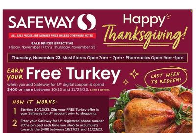 Safeway (DC) Weekly Ad Flyer Specials November 17 to November 23, 2023