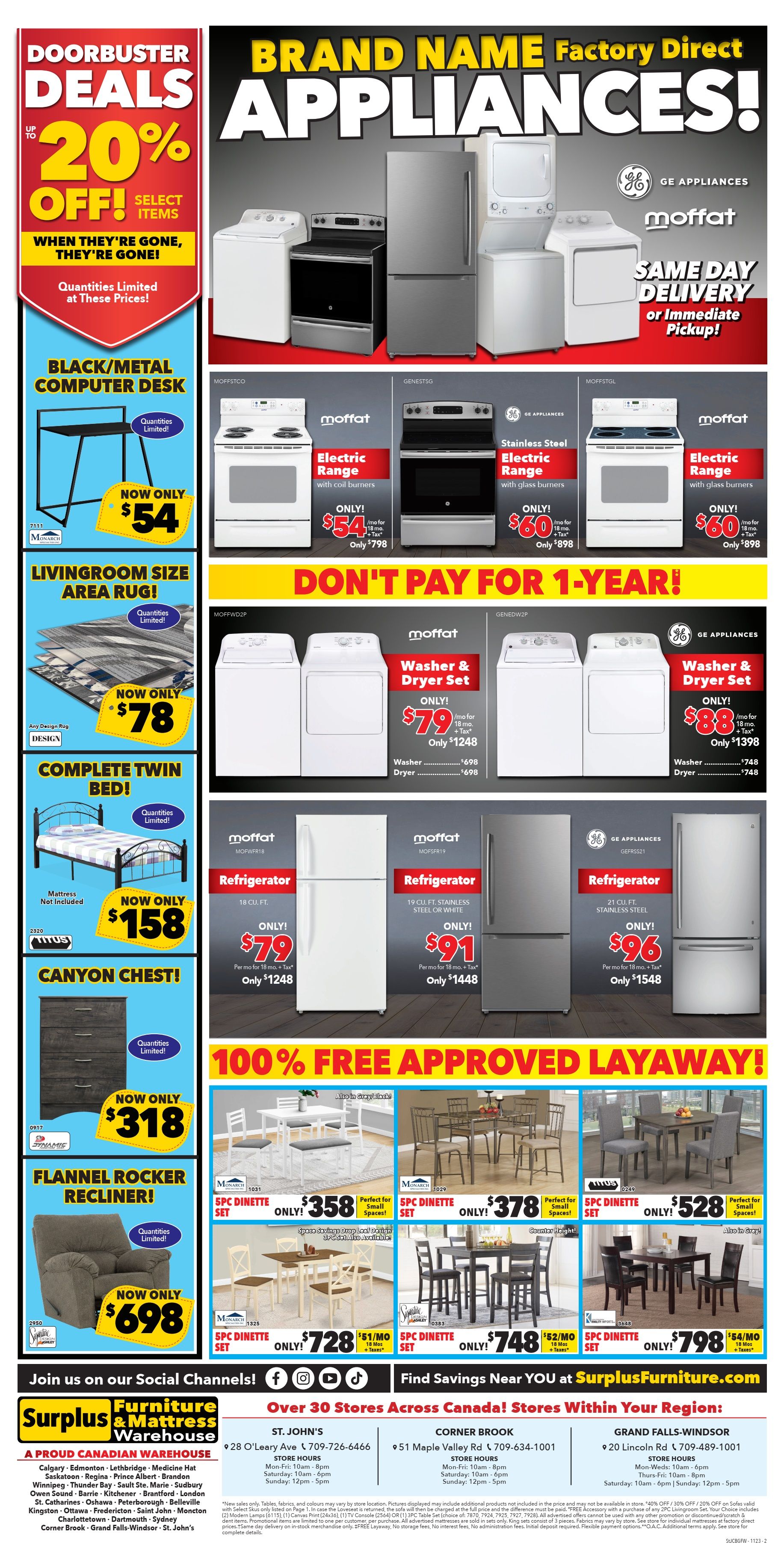 Surplus Furniture & Mattress Warehouse (St. John's, Corner Brook, Grand Falls Windsor) Flyer November 20 to 26