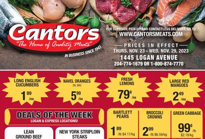 Cantor's Meats Flyer November 23 to 29