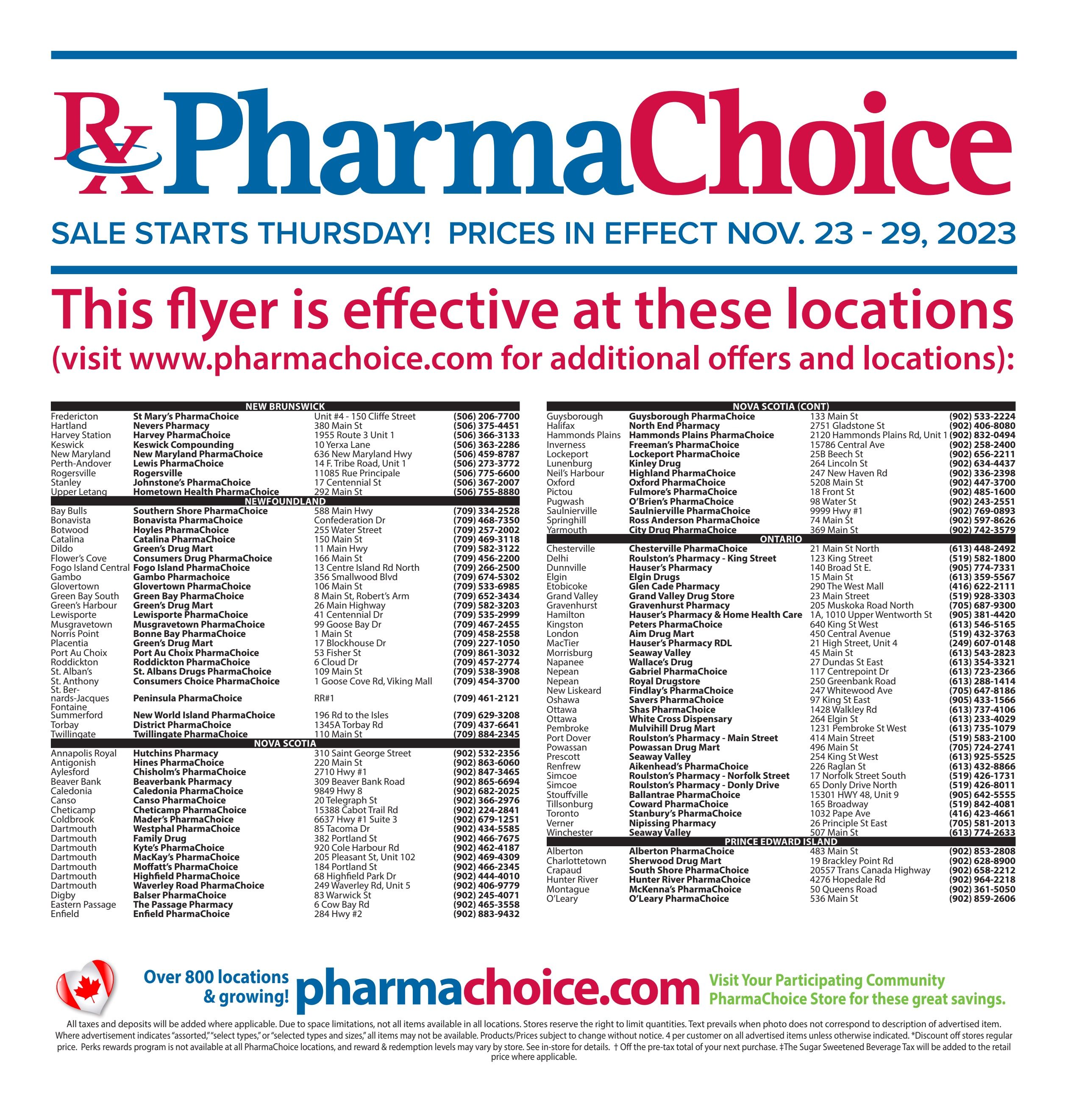 PharmaChoice (ON & Atlantic) Flyer November 23 to 29
