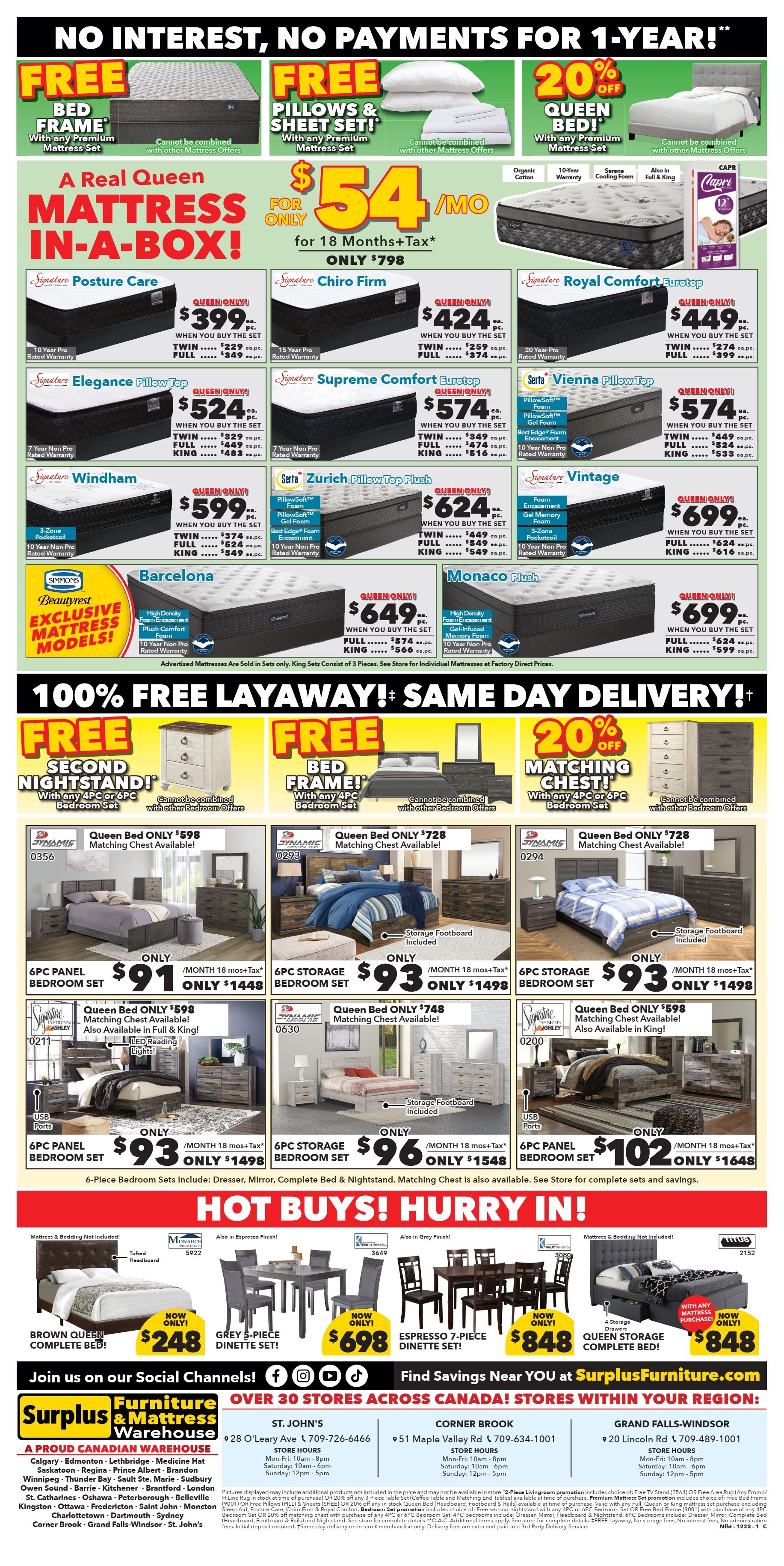 Surplus Furniture & Mattress Warehouse (St. John's, Corner Brook, Grand Falls Windsor) Flyer November 27 to December 17