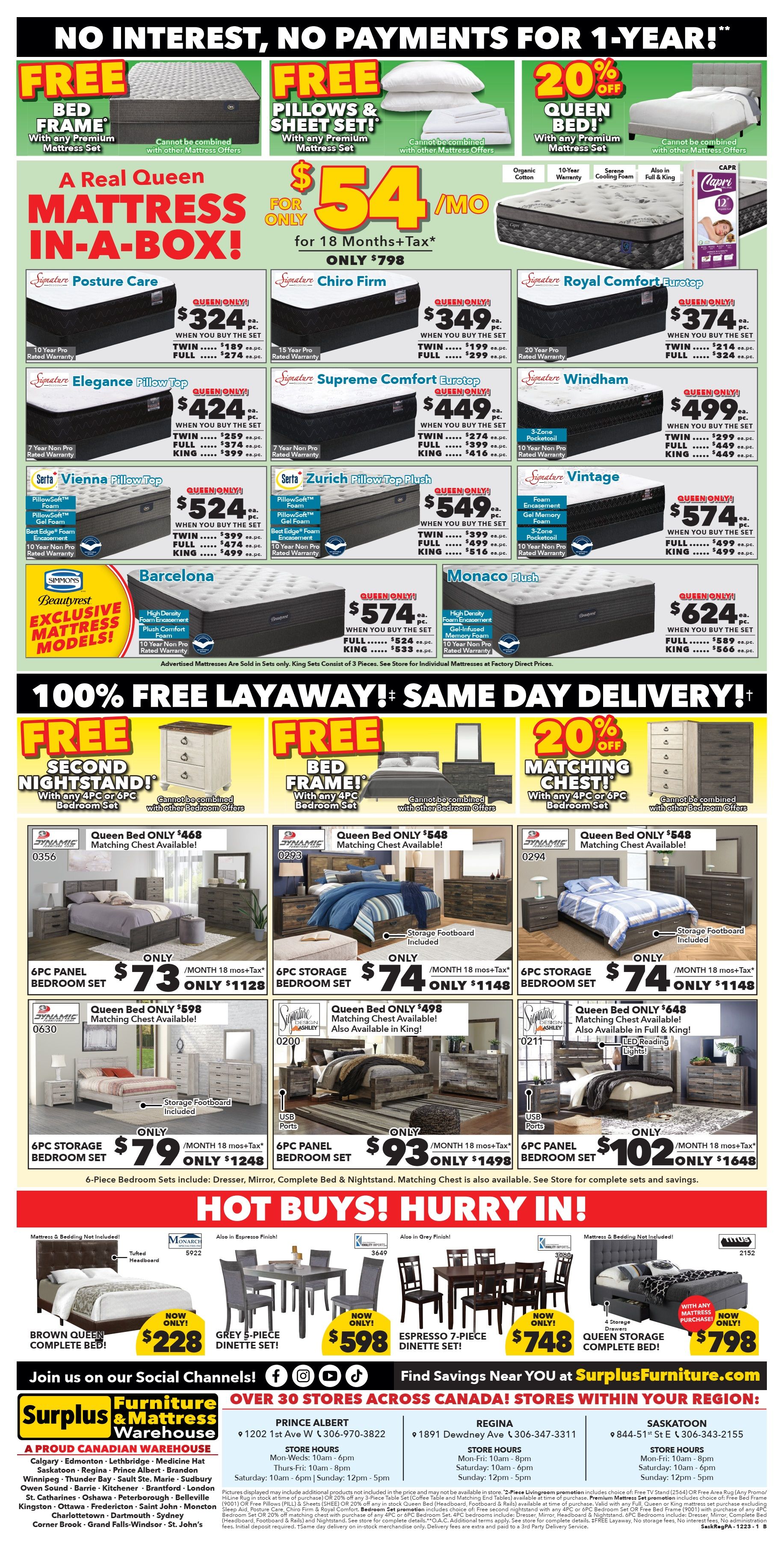 Surplus Furniture & Mattress Warehouse (Regina, Saskatoon, Prince Albert) Flyer November 27 to December 17