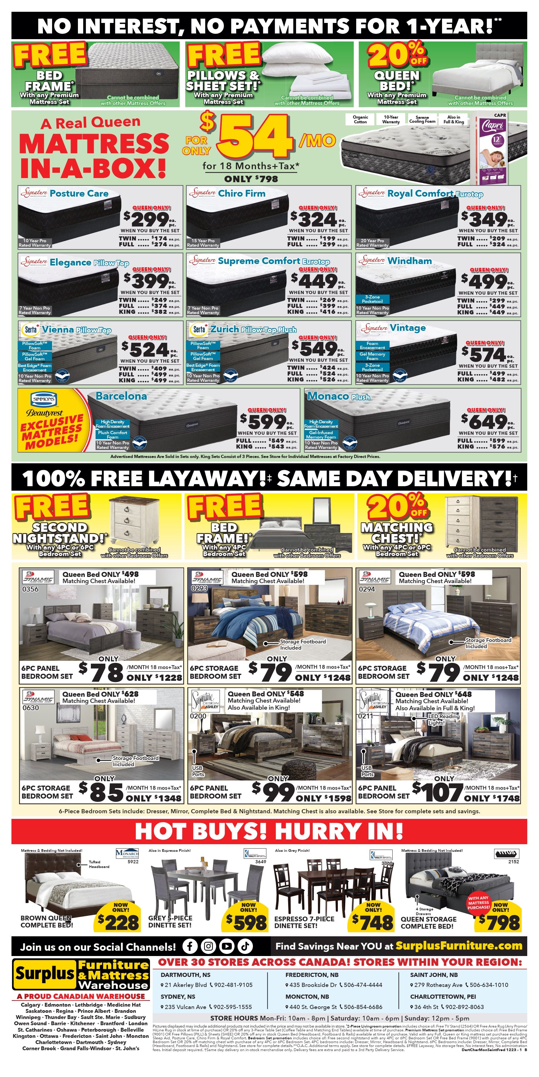 Surplus Furniture & Mattress Warehouse (Dartmouth, Charlottetown, Moncton, Saint John, Fredericton) Flyer November 27 to December 17
