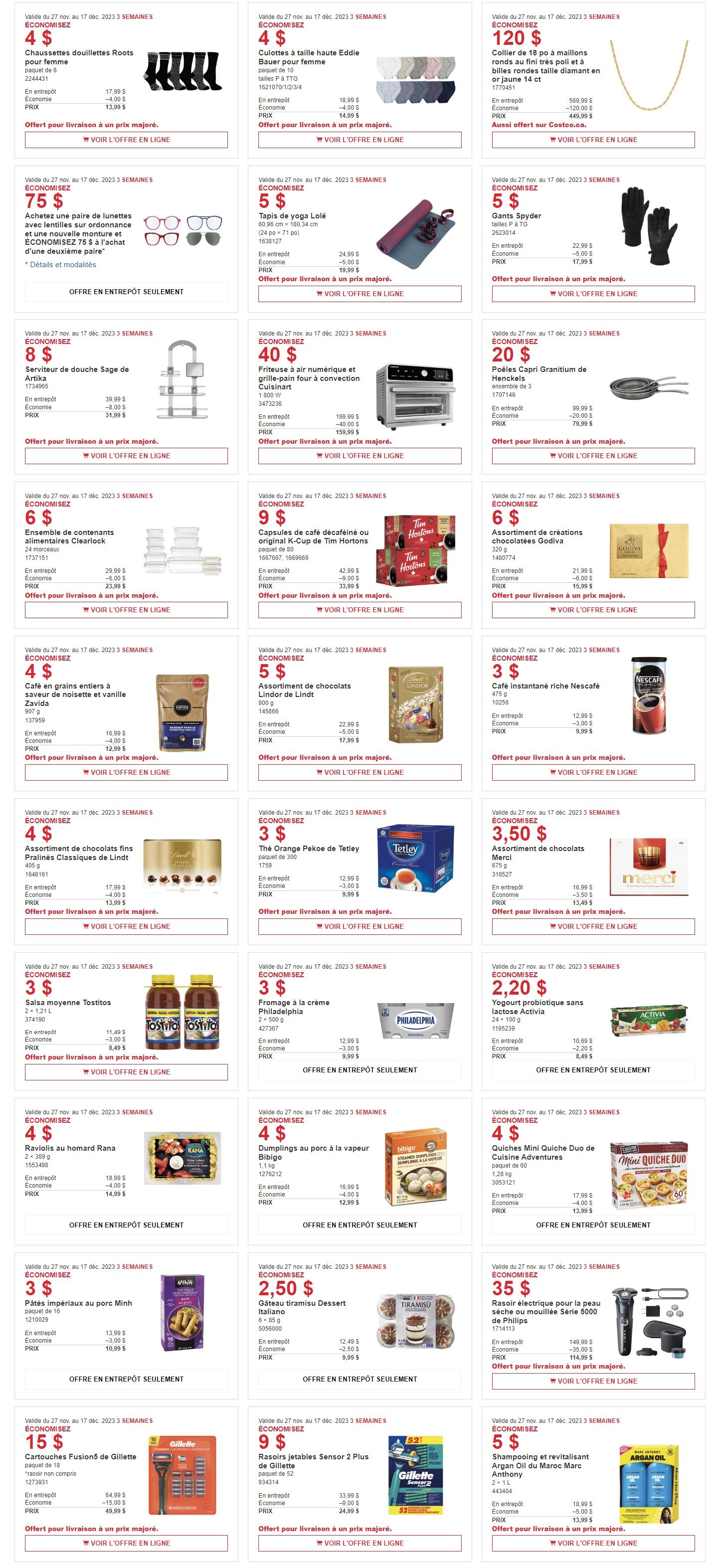 Costco (QC) Weekly Savings November 27 to December 17