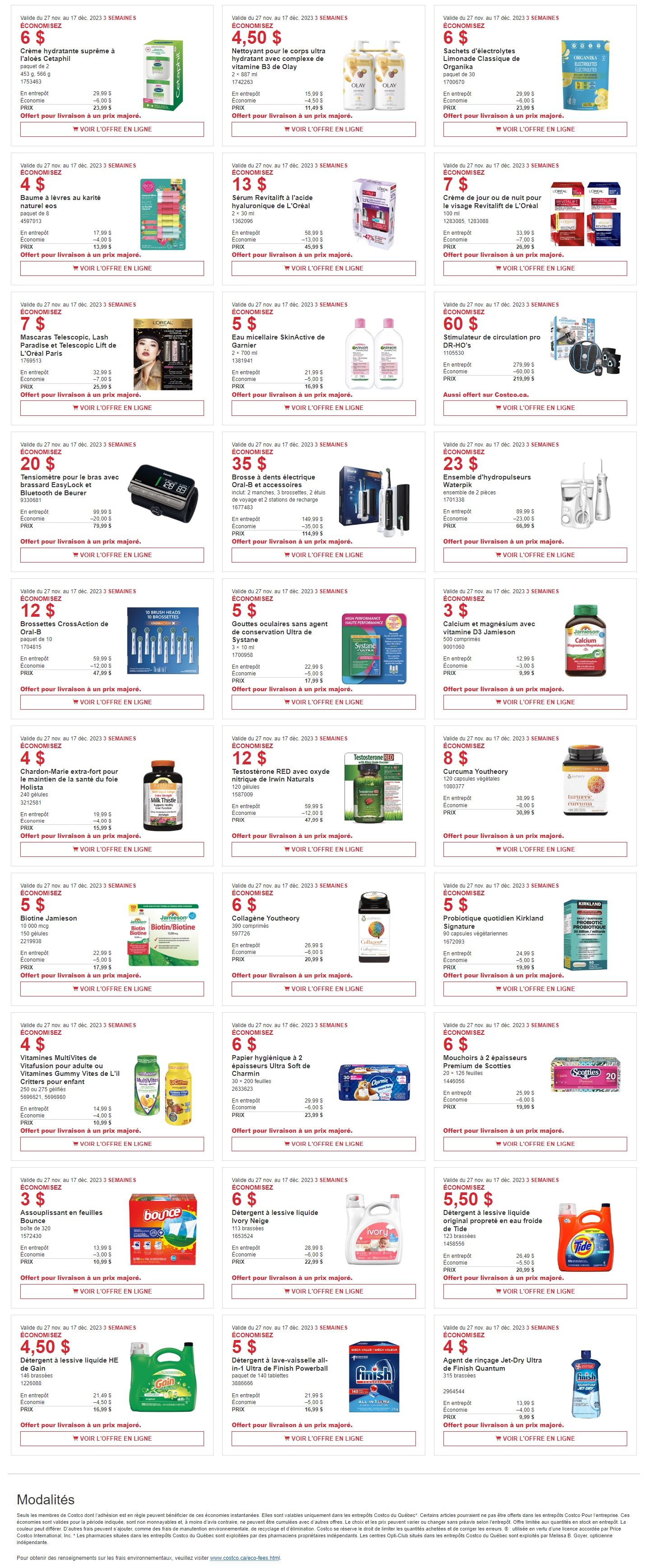 Costco (QC) Weekly Savings November 27 to December 17