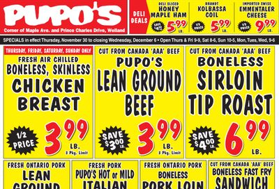 Pupo's Food Market Flyer November 30 to December 6
