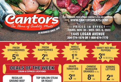 Cantor's Meats Flyer November 30 to December 6