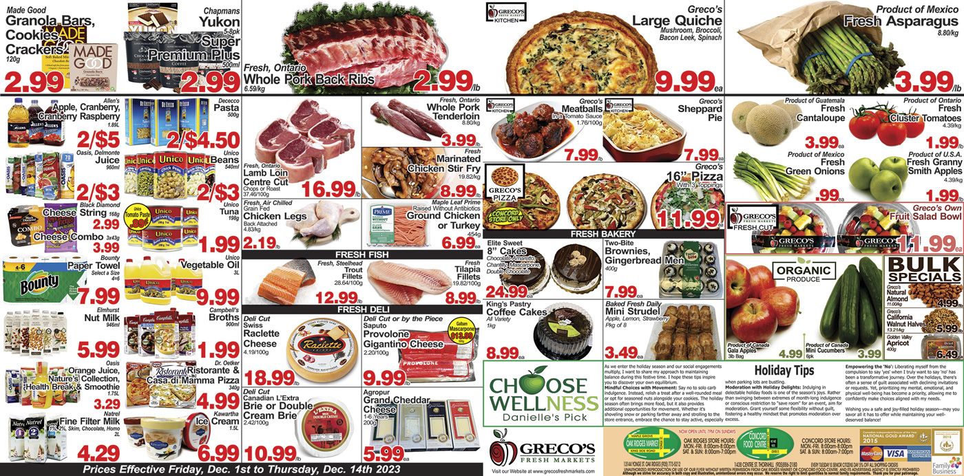 Greco's Fresh Market Flyer December 1 to 14