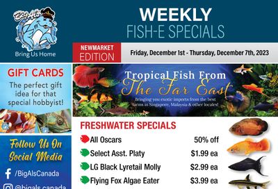 Big Al's (Newmarket) Weekly Specials December 1 to 7