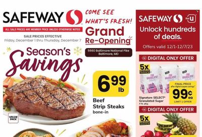 Safeway (MD) Weekly Ad Flyer Specials December 1 to December 7, 2023