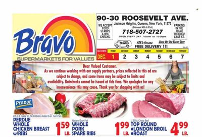 Bravo Supermarkets (CT, FL, MA, NJ, NY, PA) Weekly Ad Flyer Specials December 1 to December 7, 2023