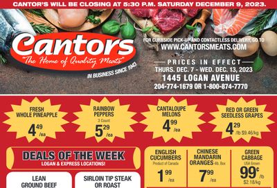 Cantor's Meats Flyer December 7 to 13