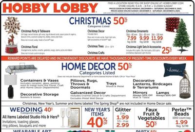 Hobby Lobby Weekly Ad Flyer Specials December 3 to December 9, 2023