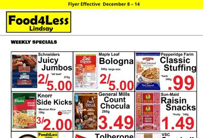 Food 4 Less (Lindsay) Flyer December 8 to 14
