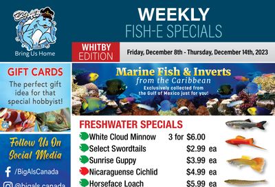 Big Al's (Whitby) Weekly Specials December 8 to 14