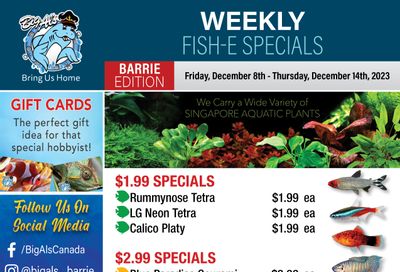 Big Al's (Barrie) Weekly Specials December 8 to 14