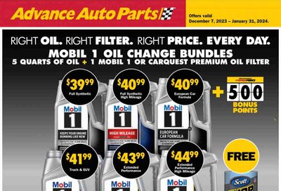 Advance Auto Parts Weekly Ad Flyer Specials December 7 to January 31, 2024