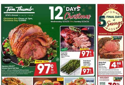 Tom Thumb (TX) Weekly Ad Flyer Specials December 13 to December 24, 2023