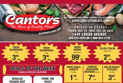 Cantor's Meats Flyer December 14 to 20