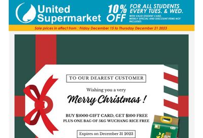 United Supermarket Flyer December 15 to 21