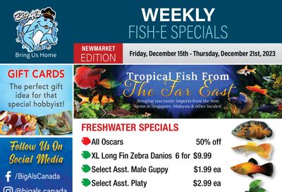 Big Al's (Newmarket) Weekly Specials December 15 to 21