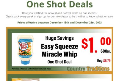 Country Traditions One-Shot Deals Flyer December 15 to 21