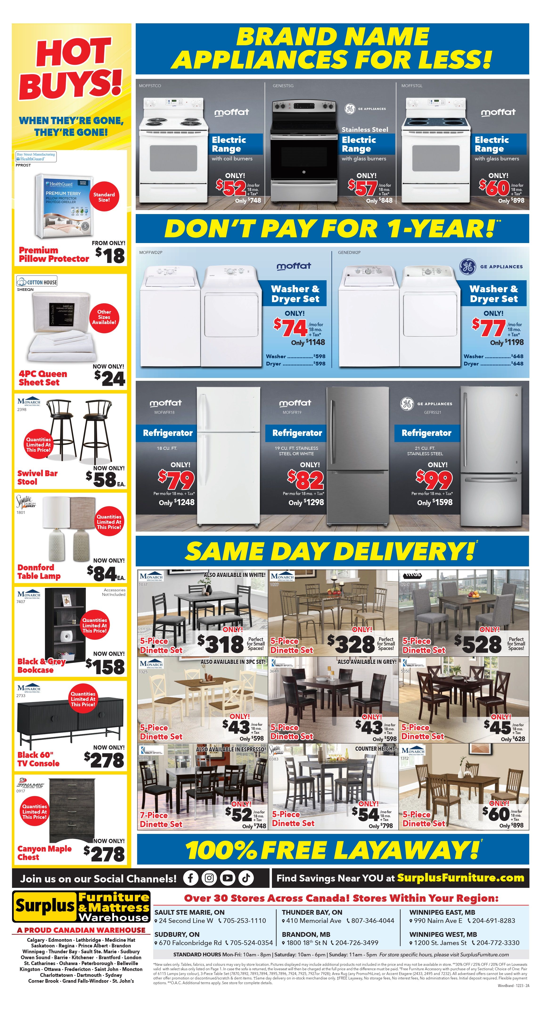 Surplus Furniture & Mattress Warehouse (Winnipeg, Brandon) Flyer December 18 to 31