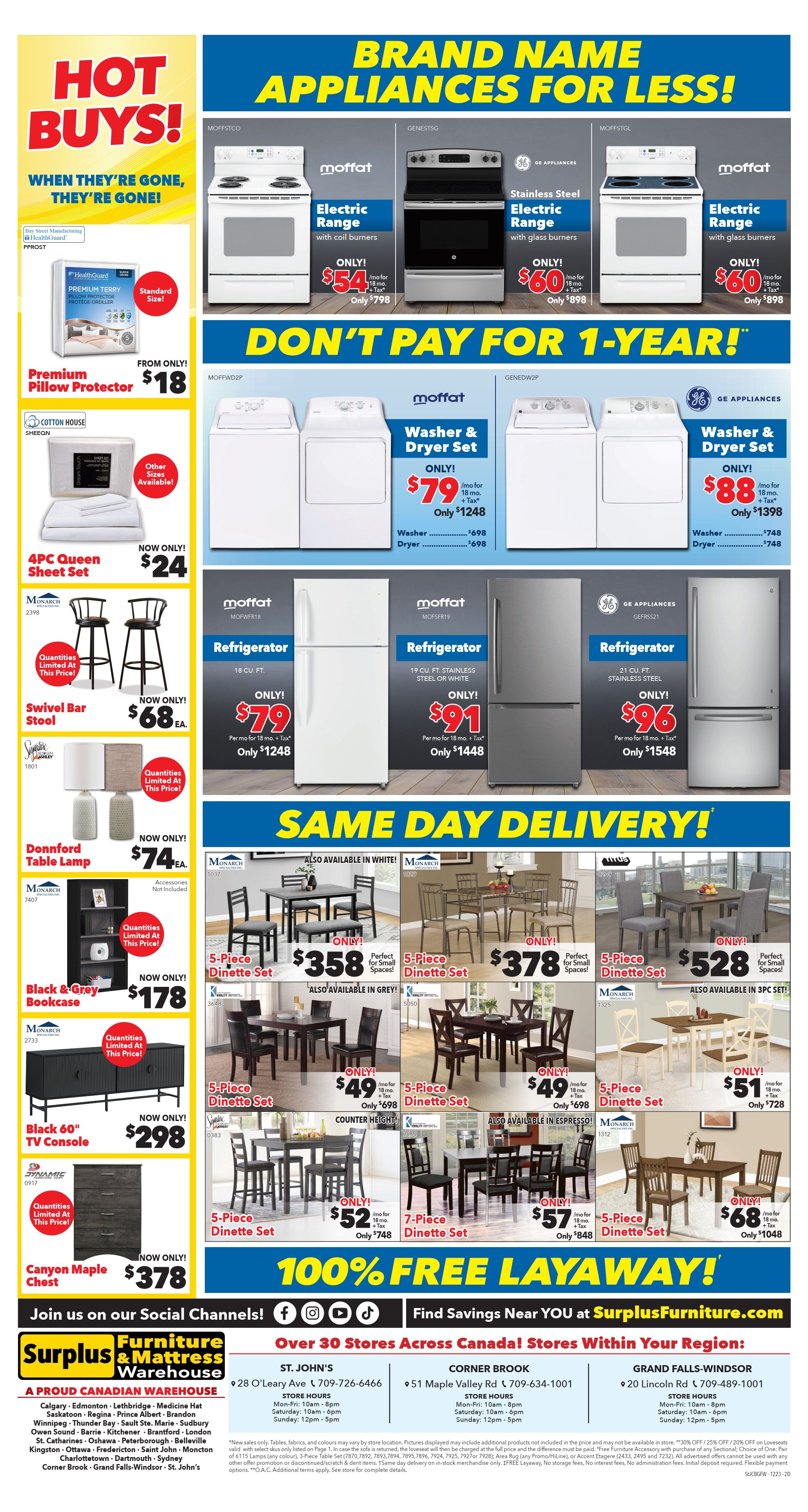 Surplus Furniture & Mattress Warehouse (St. John's, Corner Brook, Grand Falls Windsor) Flyer December 18 to 31