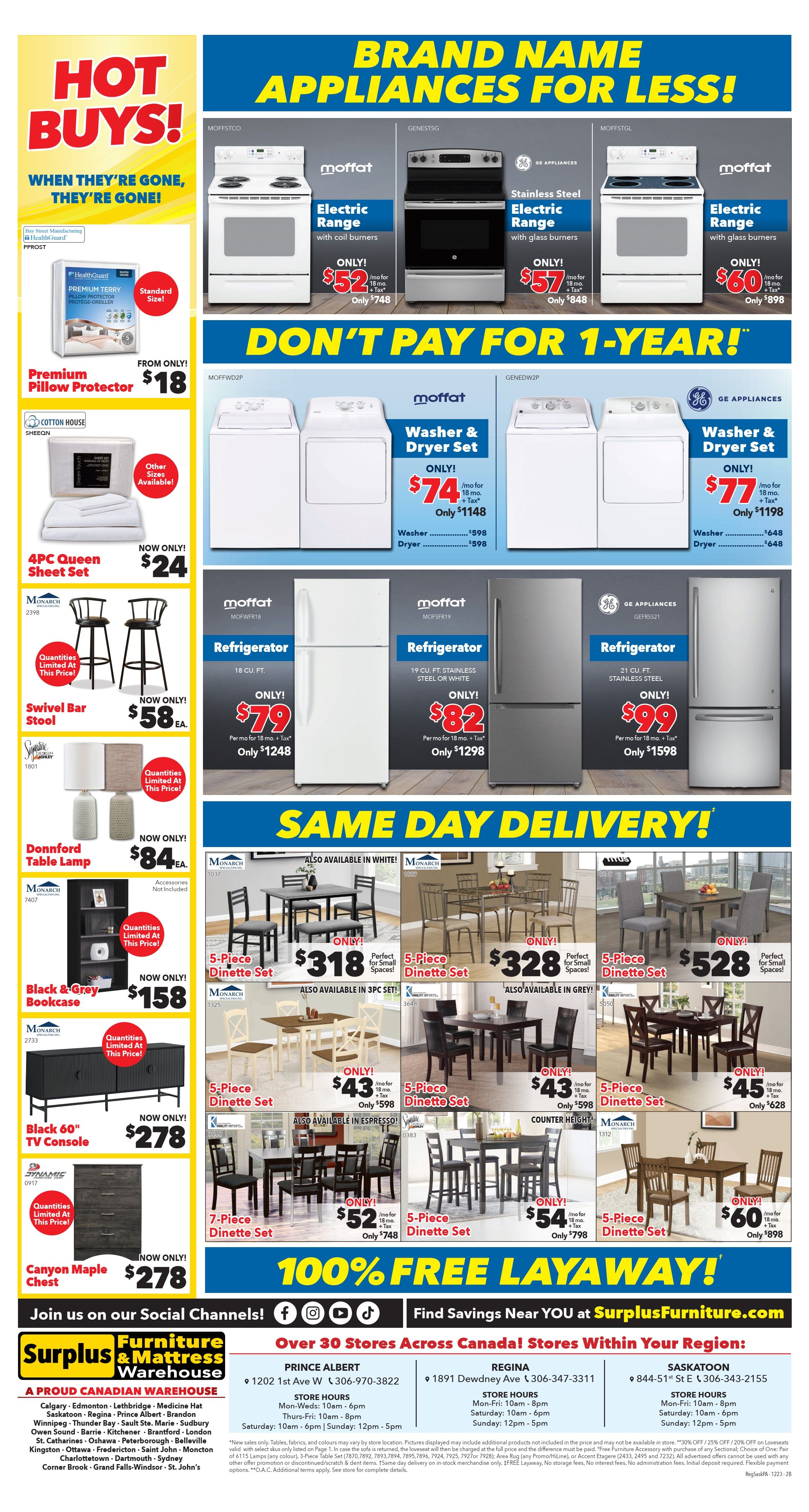 Surplus Furniture & Mattress Warehouse (Regina, Saskatoon, Prince Albert) Flyer December 18 to 31