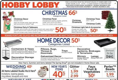 Hobby Lobby Weekly Ad Flyer Specials December 17 to December 23, 2023