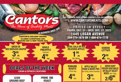 Cantor's Meats Flyer December 21 to 27