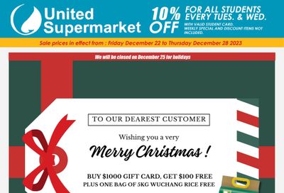 United Supermarket Flyer December 22 to 28