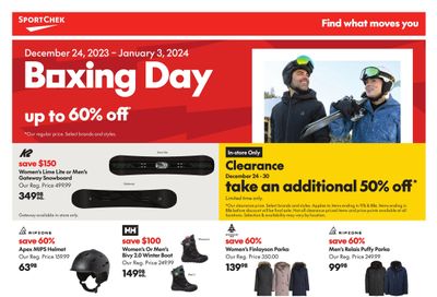 Sport Chek Boxing Day Flyer December 24 to January 3
