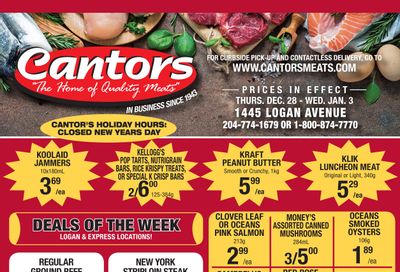 Cantor's Meats Flyer December 28 to January 3