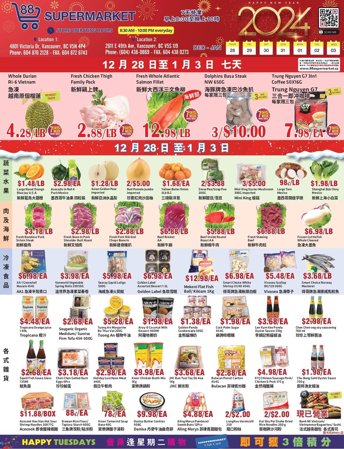 88 Supermarket Flyer December 28 to January 3