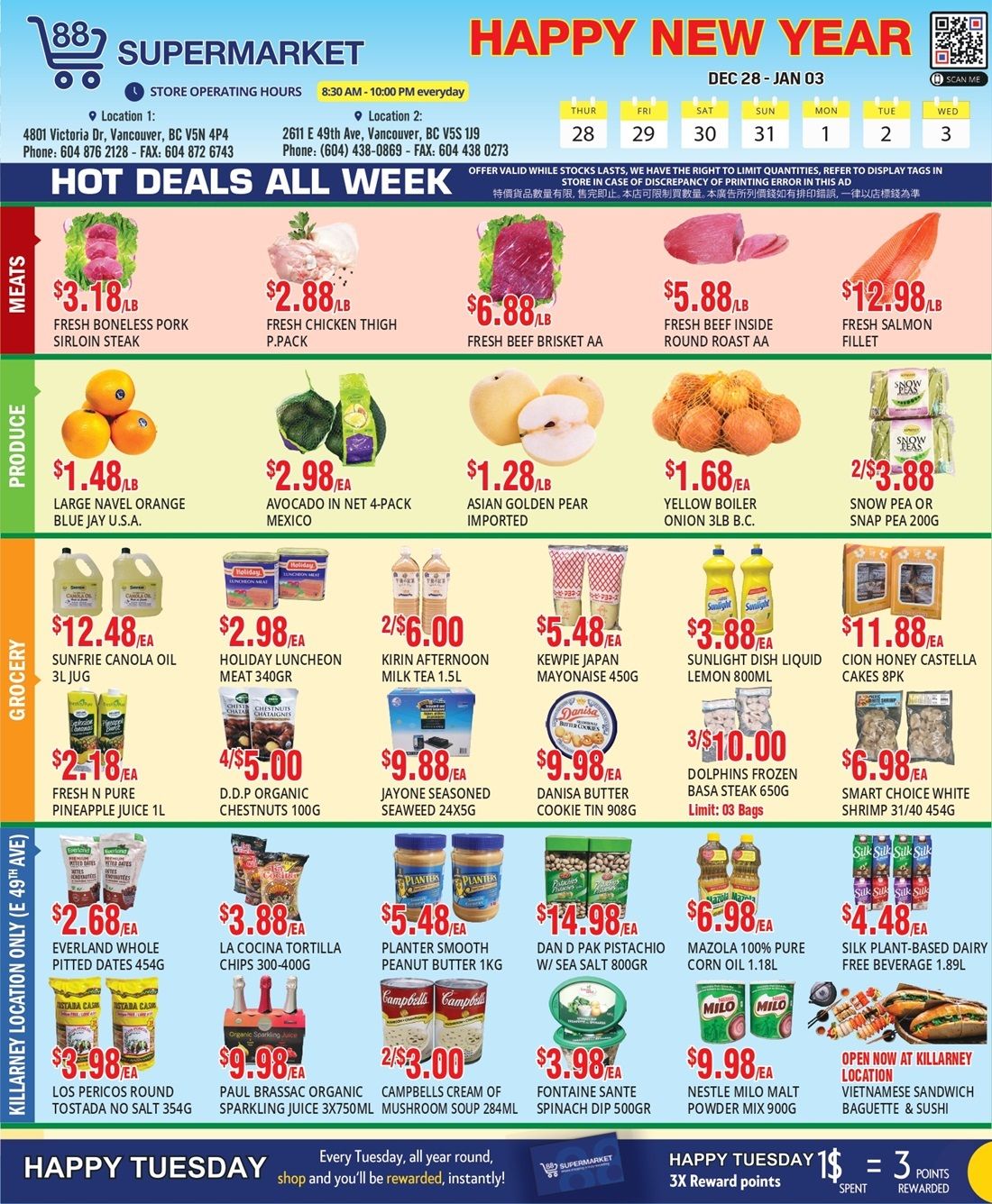 88 Supermarket Flyer December 28 to January 3
