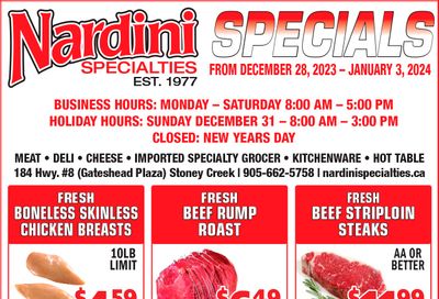 Nardini Specialties Flyer December 28 to January 3