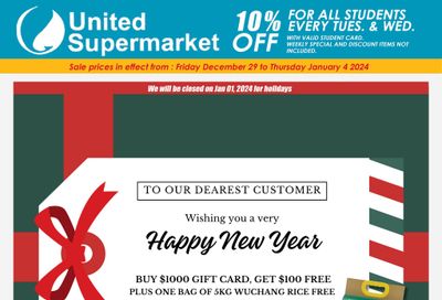 United Supermarket Flyer December 29 to January 4