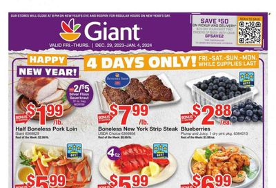Giant Food (DE, MD, VA) Weekly Ad Flyer Specials December 29 to January 4, 2024