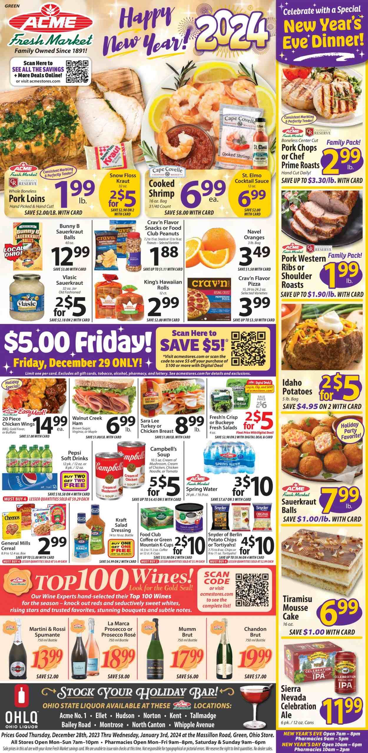 ACME Fresh Market (OH) Weekly Ad Flyer Specials December 28 to January 3, 2024