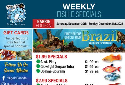 Big Al's (Barrie) Weekly Specials December 30 and 31