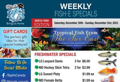 Big Al's (North York) Weekly Specials December 30 and 31