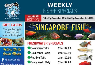 Big Al's (Vaughan) Weekly Specials December 30 and 31