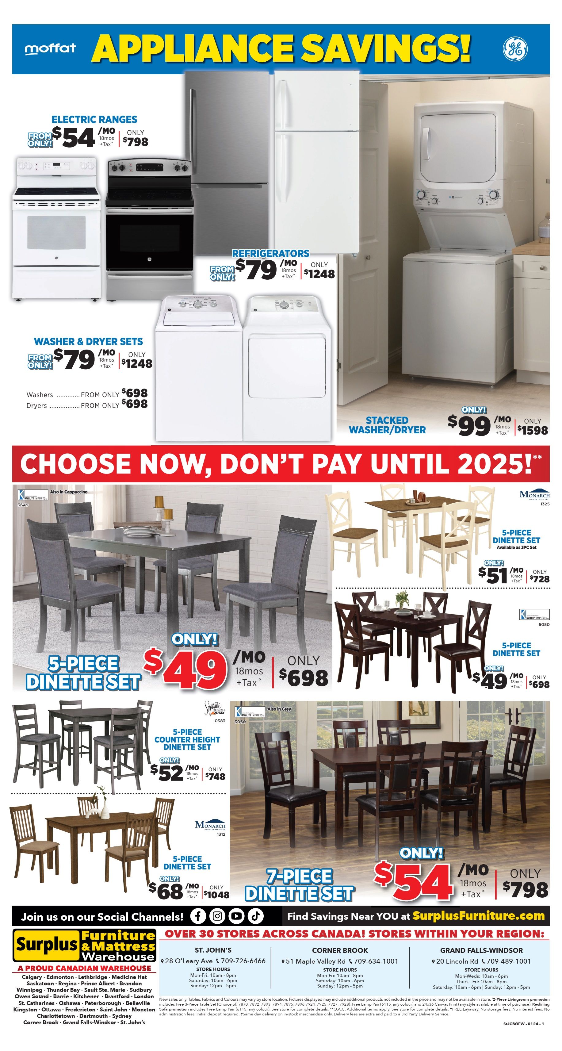 Surplus Furniture & Mattress Warehouse (St. John's, Corner Brook, Grand Falls Windsor) Flyer January 1 to 7